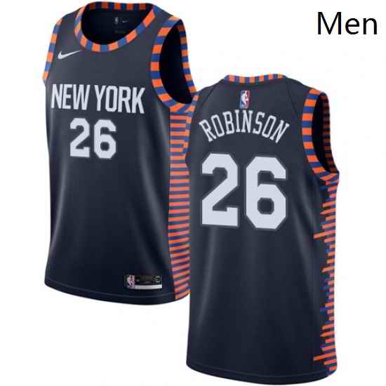 Mens Nike New York Knicks 26 Mitchell Robinson Swingman Navy Blue NBA Jersey 2018 19 City Edition